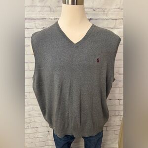 Polo By Ralph Lauren 3XB Big 100% Pima Cotton Sweater‎ Vest Top Pony Logo Gray